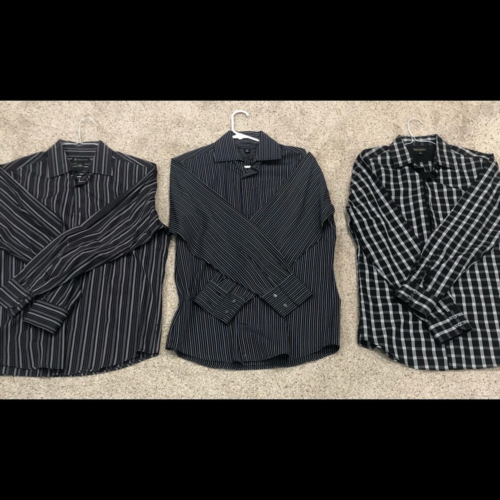 3 button down shirts, long sleeve